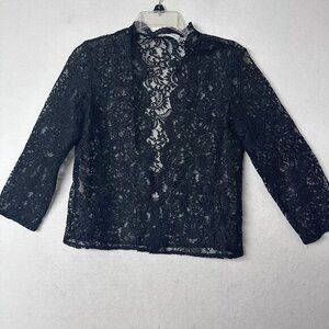 Calvin Klein jacket sz S Black Lace open Topper cardigan whimsigoth witchy fairy